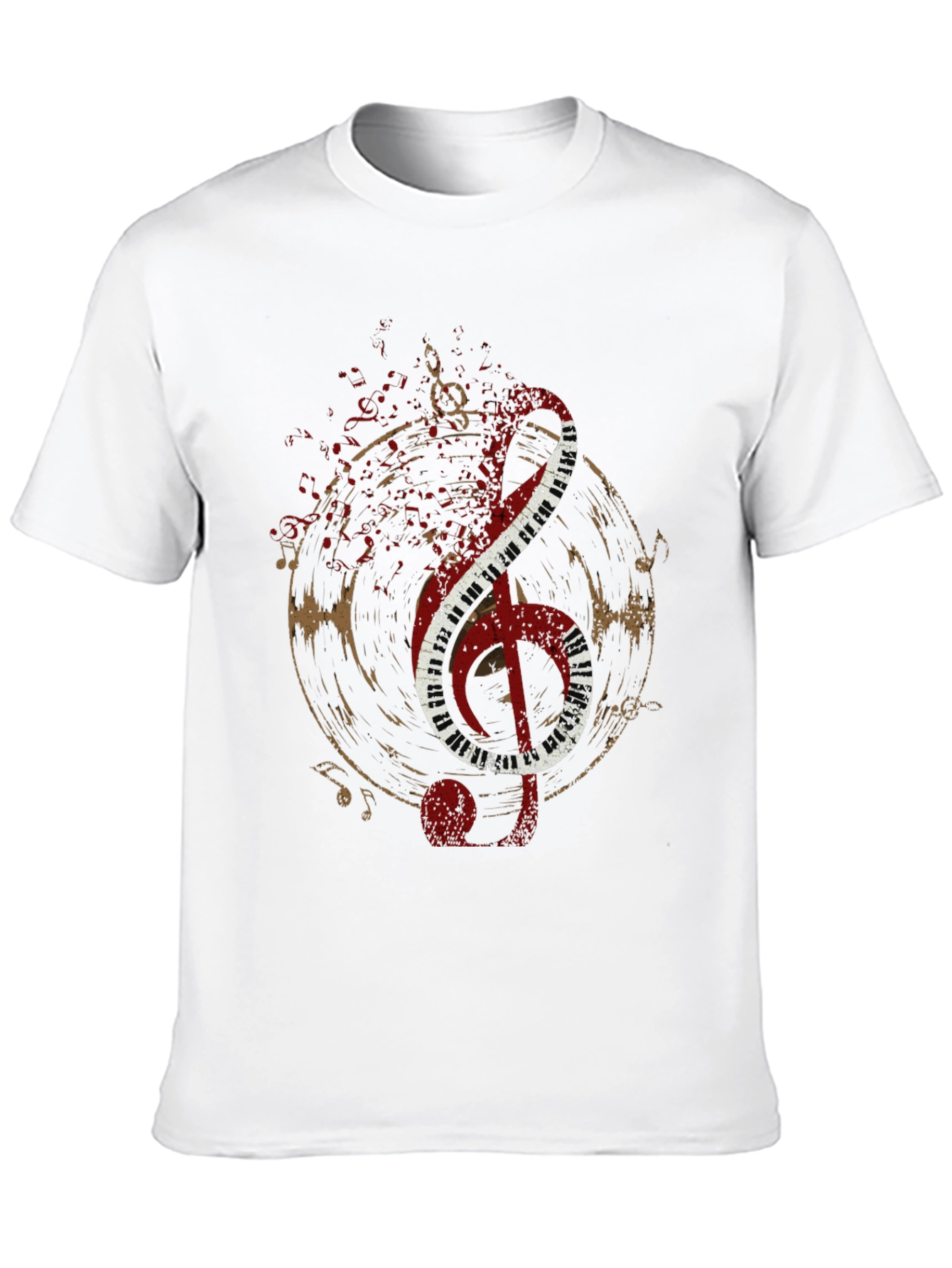 Musical Note T-Shirt - Black Tee with Piano Design