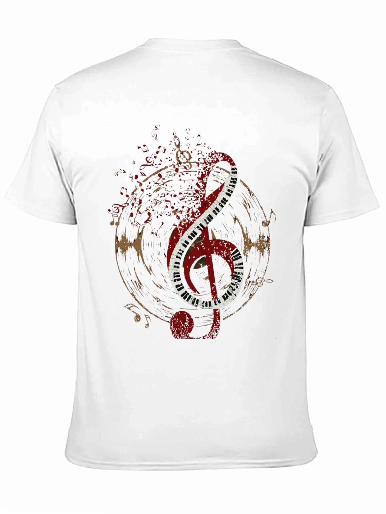 Musical Note T-Shirt - Black Tee with Piano Design
