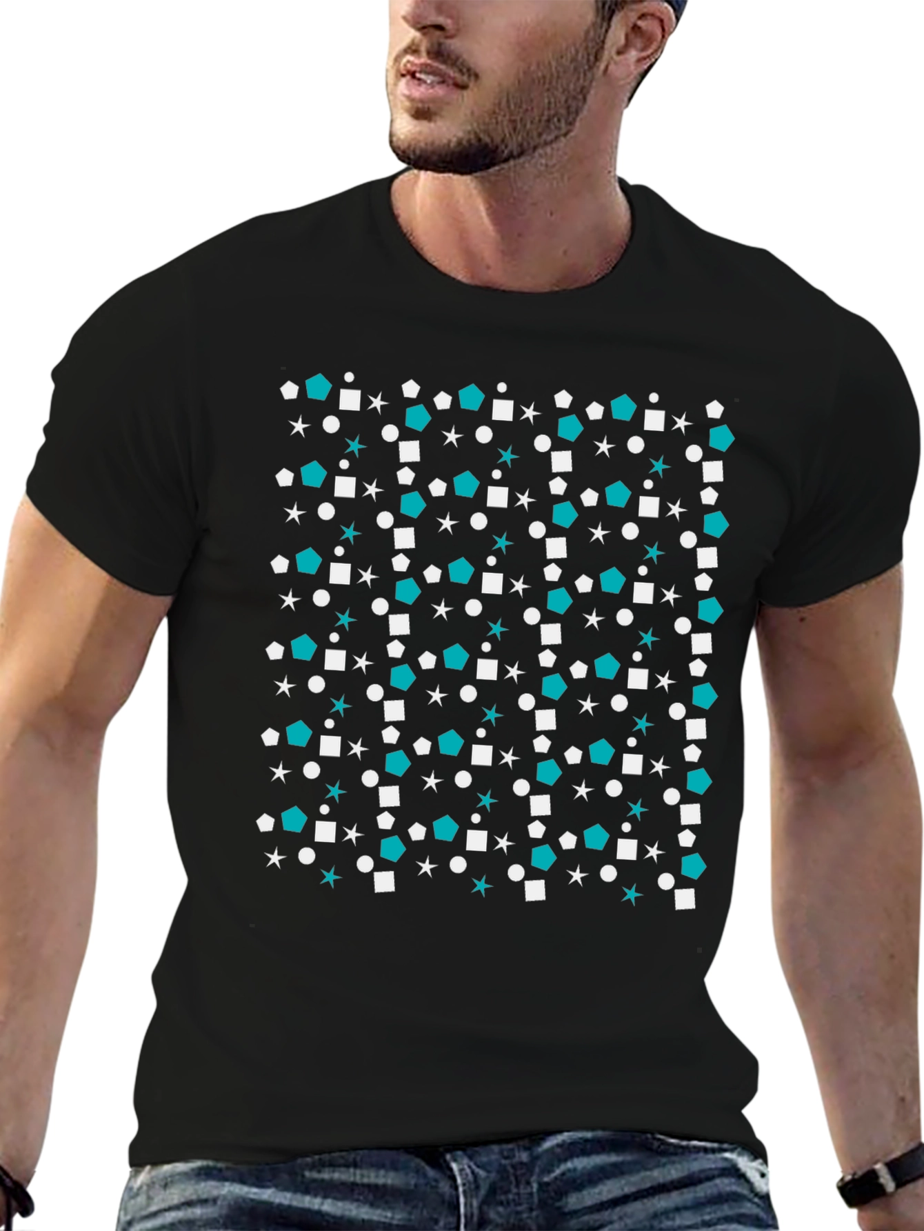 Geometric Pattern Black T-Shirt