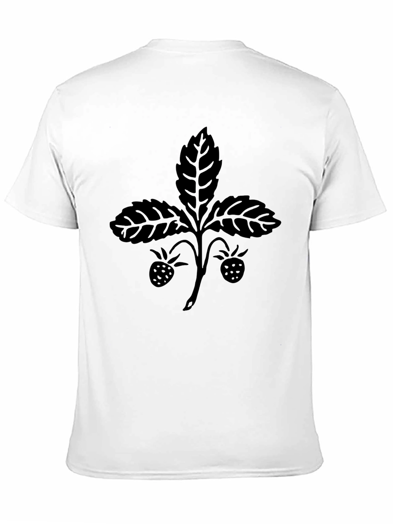 Stylish Black T-Shirt with Strawberry Plant Design