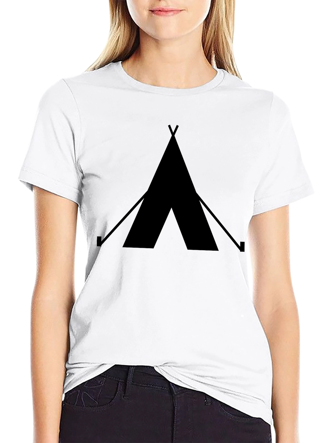 Black Tee with Tent Graphic