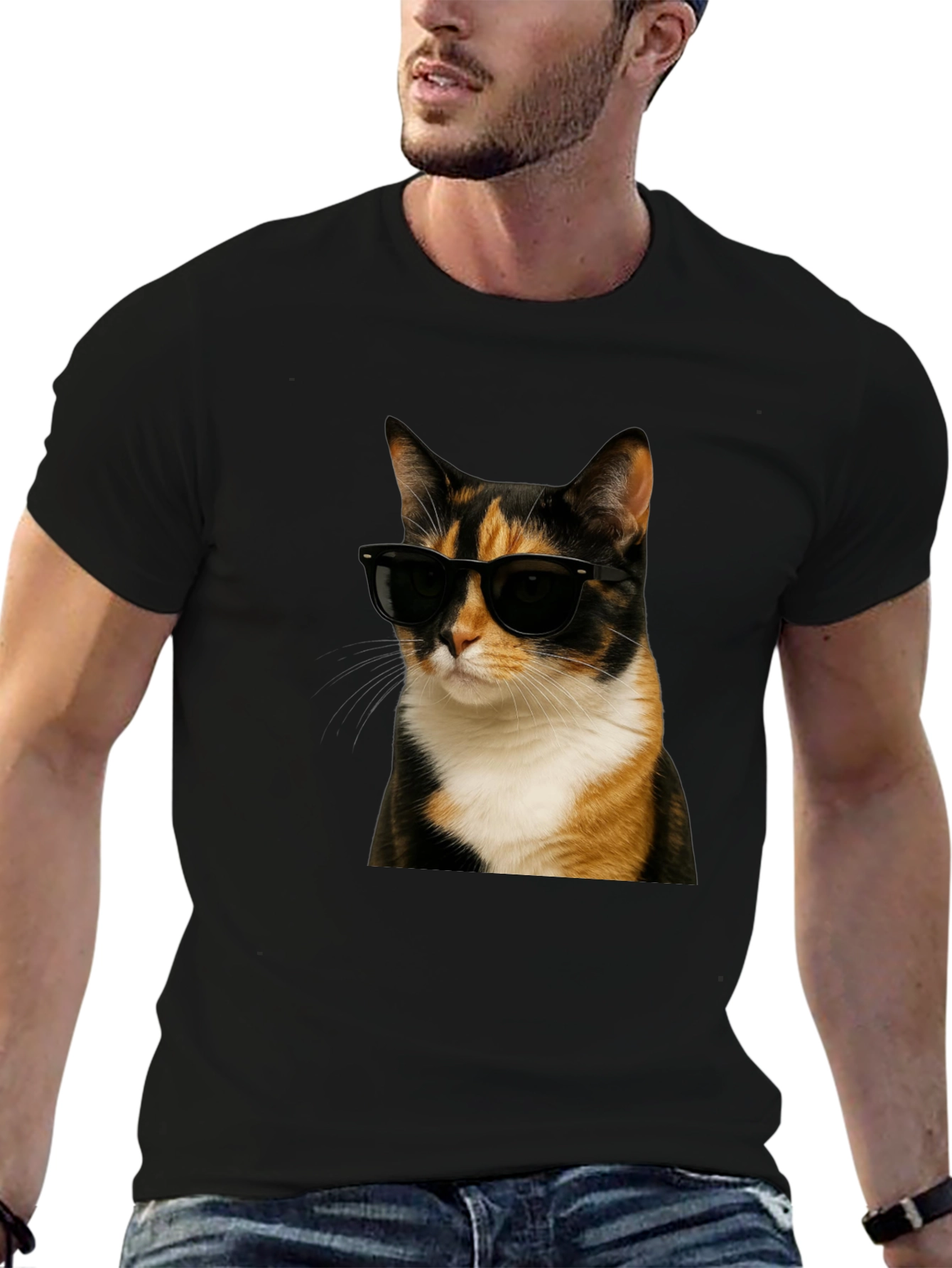 Cool Cat Graphic T-Shirt - Black