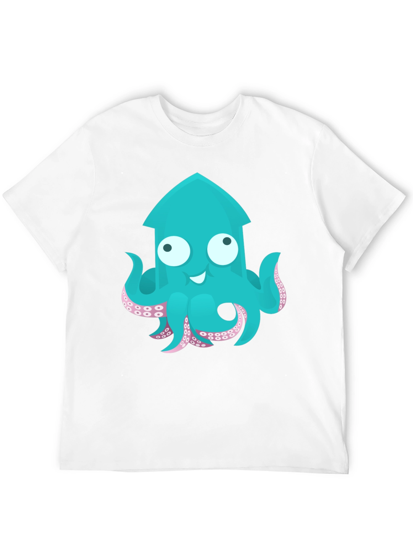 Cute Cartoon Squid Graphic T-Shirt - Black