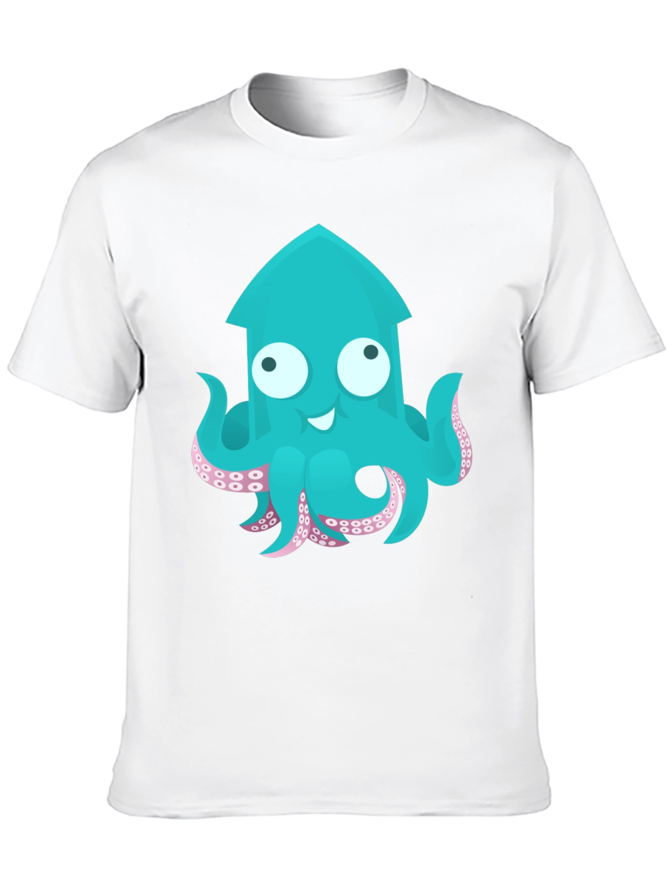 Cute Cartoon Squid Graphic T-Shirt - Black