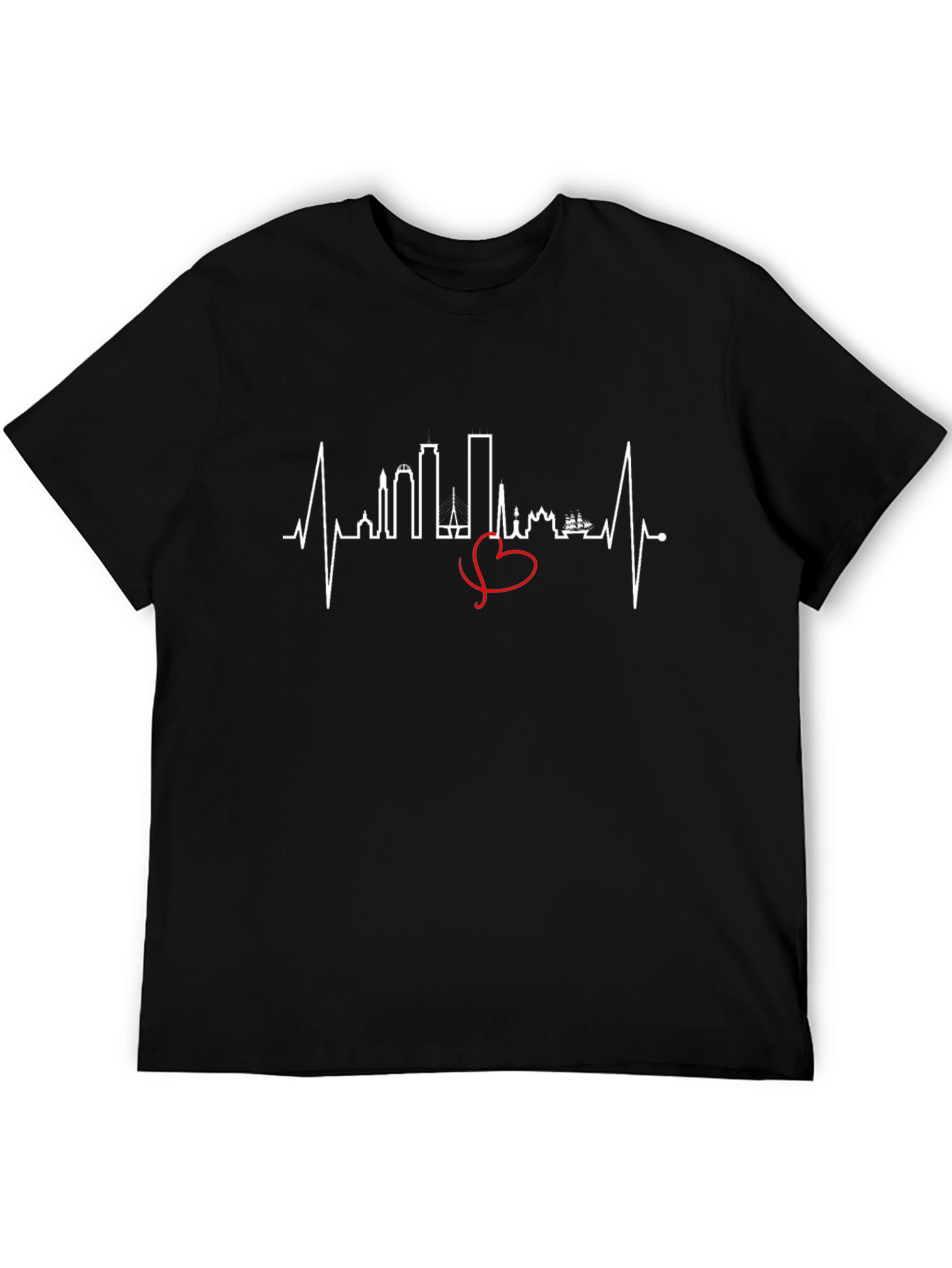 Heartbeat New Orleans Skyline Black T-Shirt