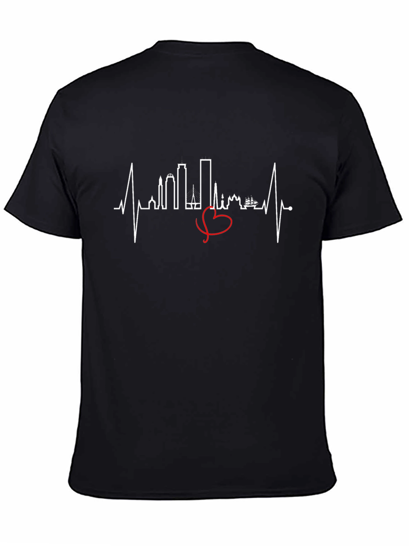 Heartbeat New Orleans Skyline Black T-Shirt