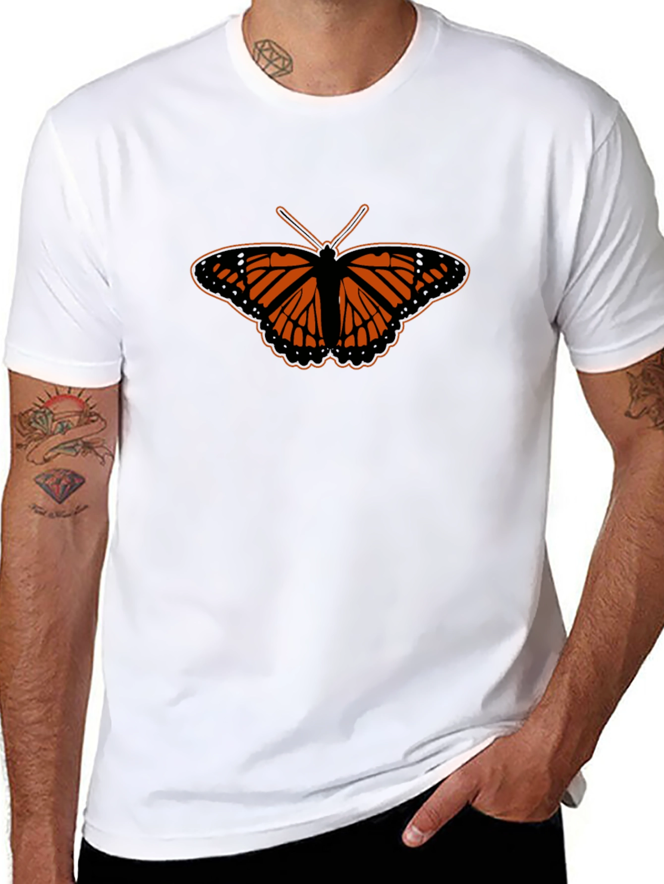 Butterfly Graphic Tee - Stylish Mens Black T-Shirt