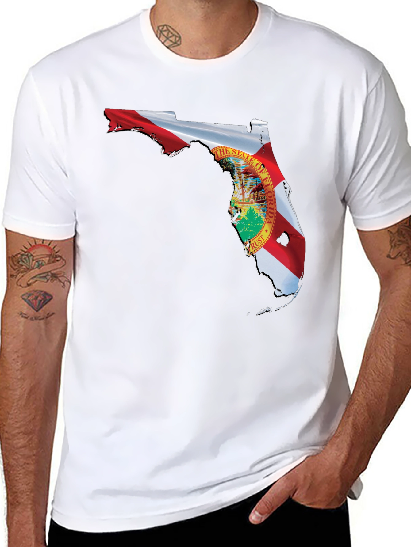 Florida Flag Map Black T-Shirt