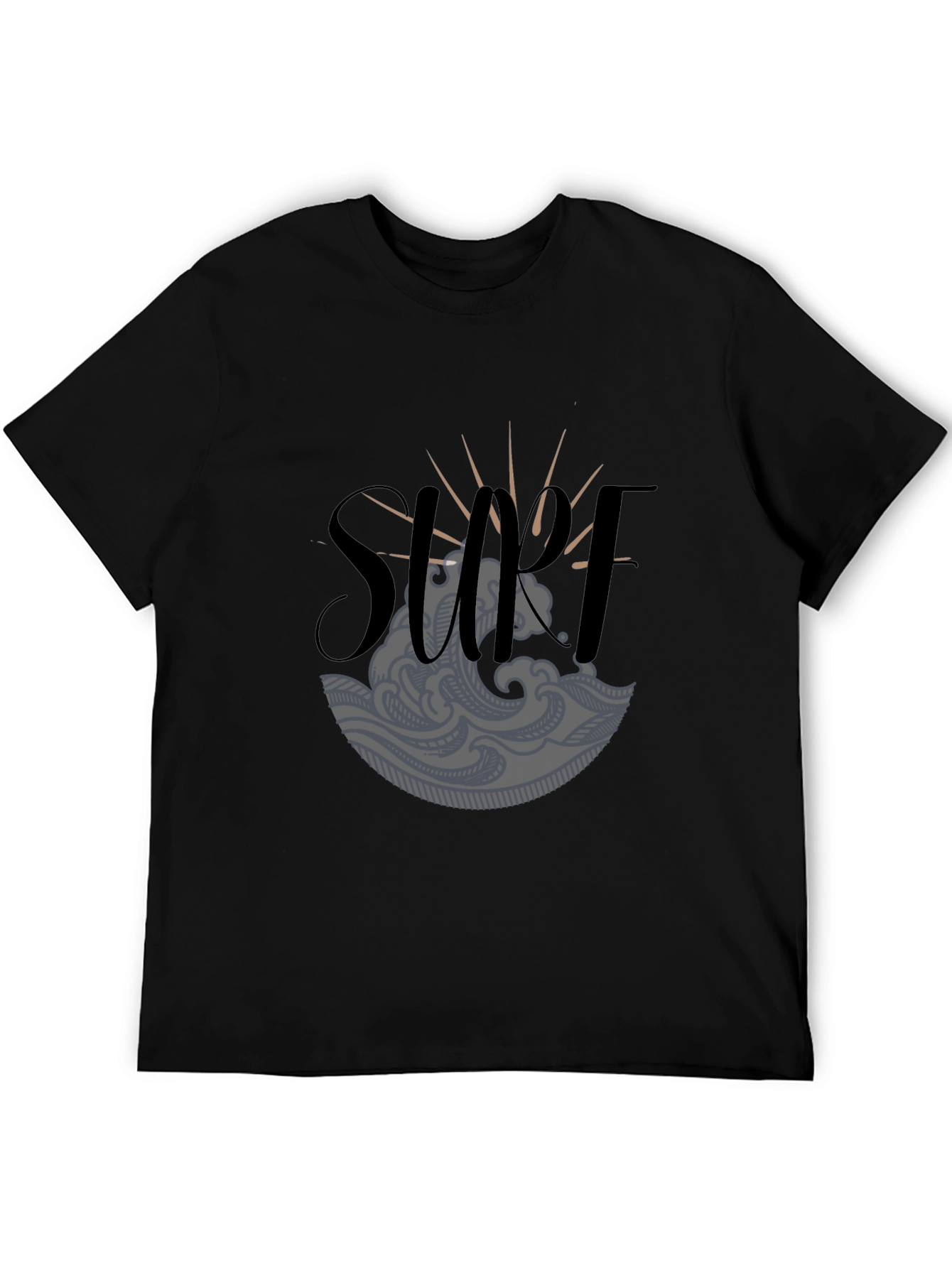 Surf Graphic Tee - Black Cotton T-Shirt