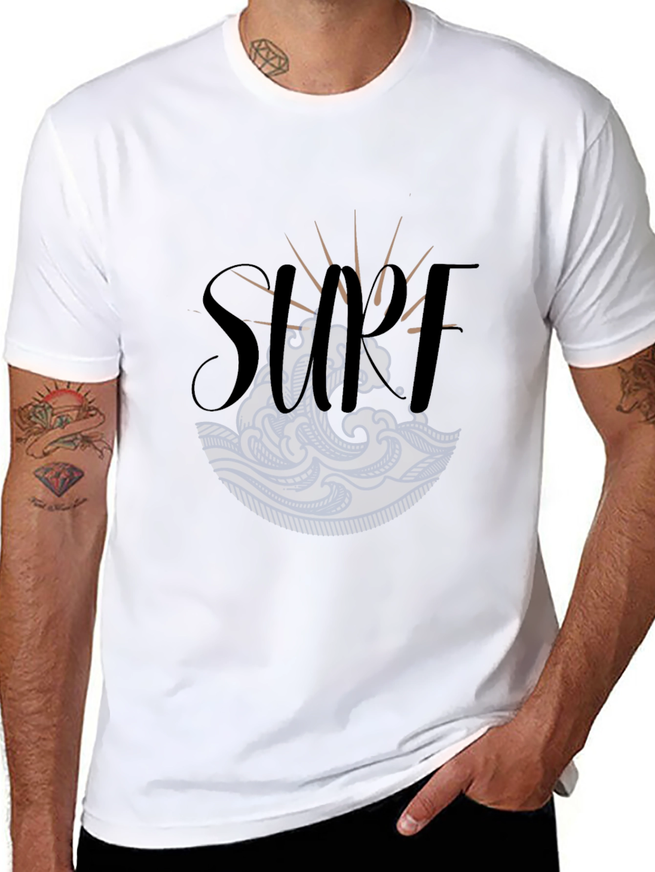 Surf Graphic Tee - Black Cotton T-Shirt