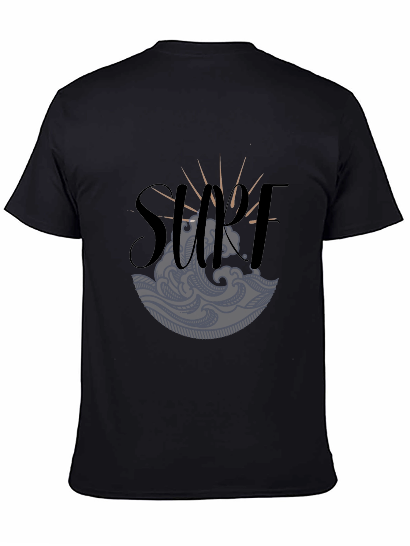 Surf Graphic Tee - Black Cotton T-Shirt