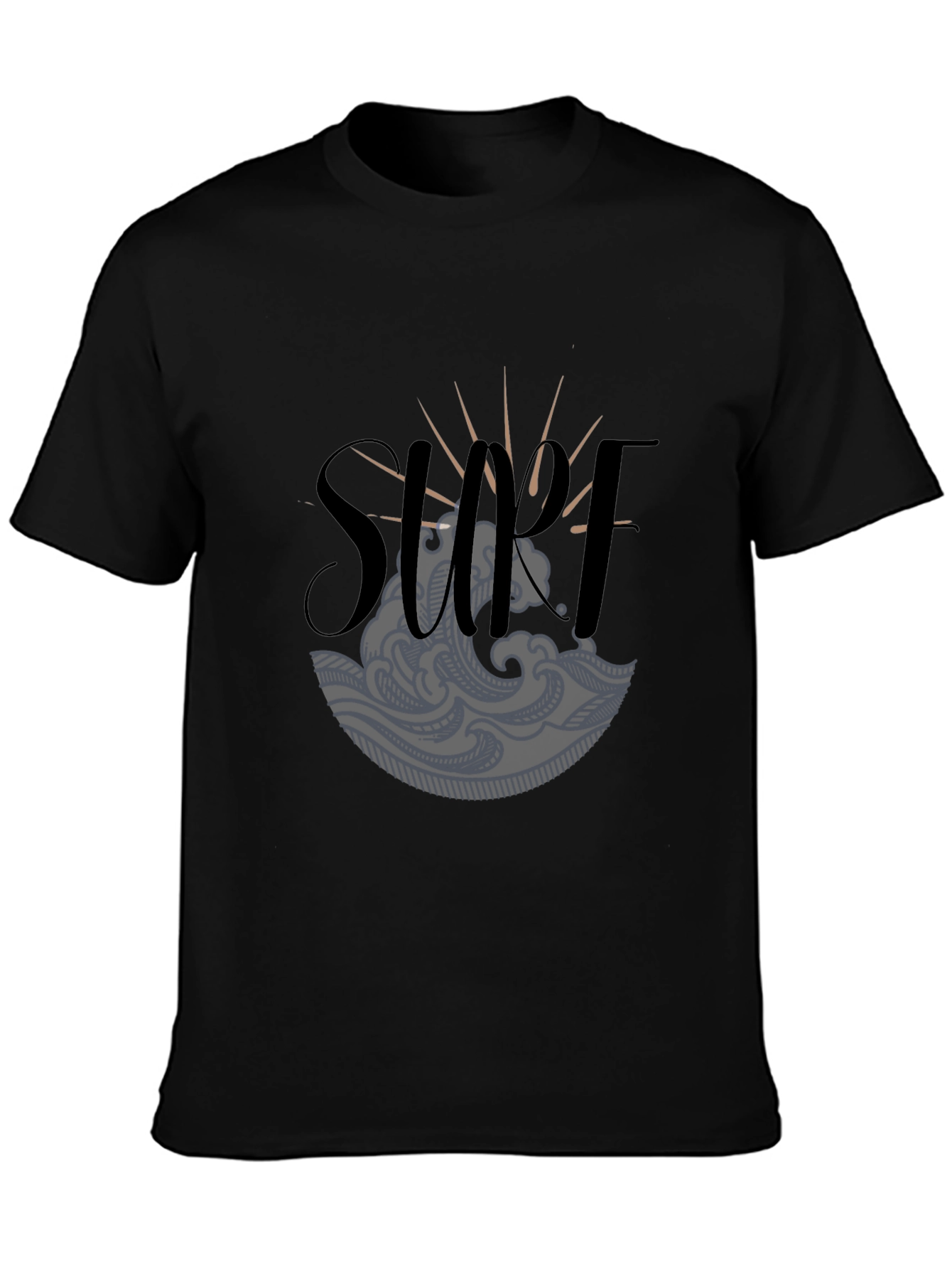 Surf Graphic Tee - Black Cotton T-Shirt