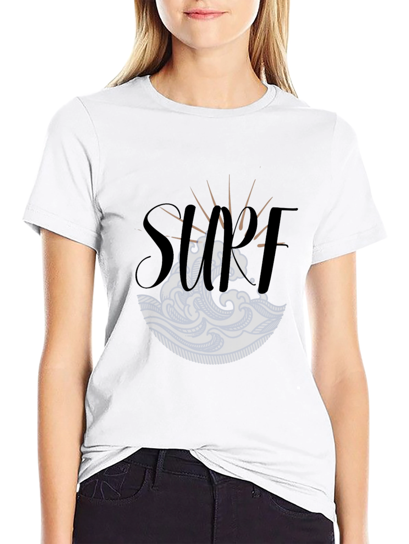 Surf Graphic Tee - Black Cotton T-Shirt