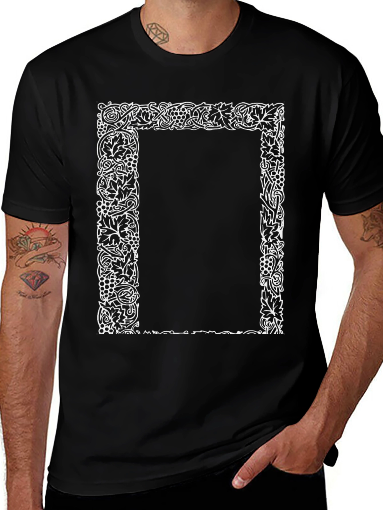 Ornate Border Graphic Tee - Classic Black