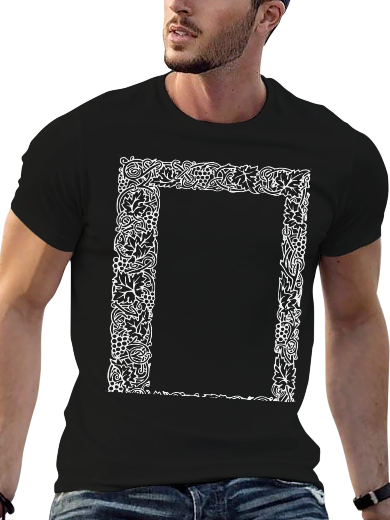 Ornate Border Graphic Tee - Classic Black