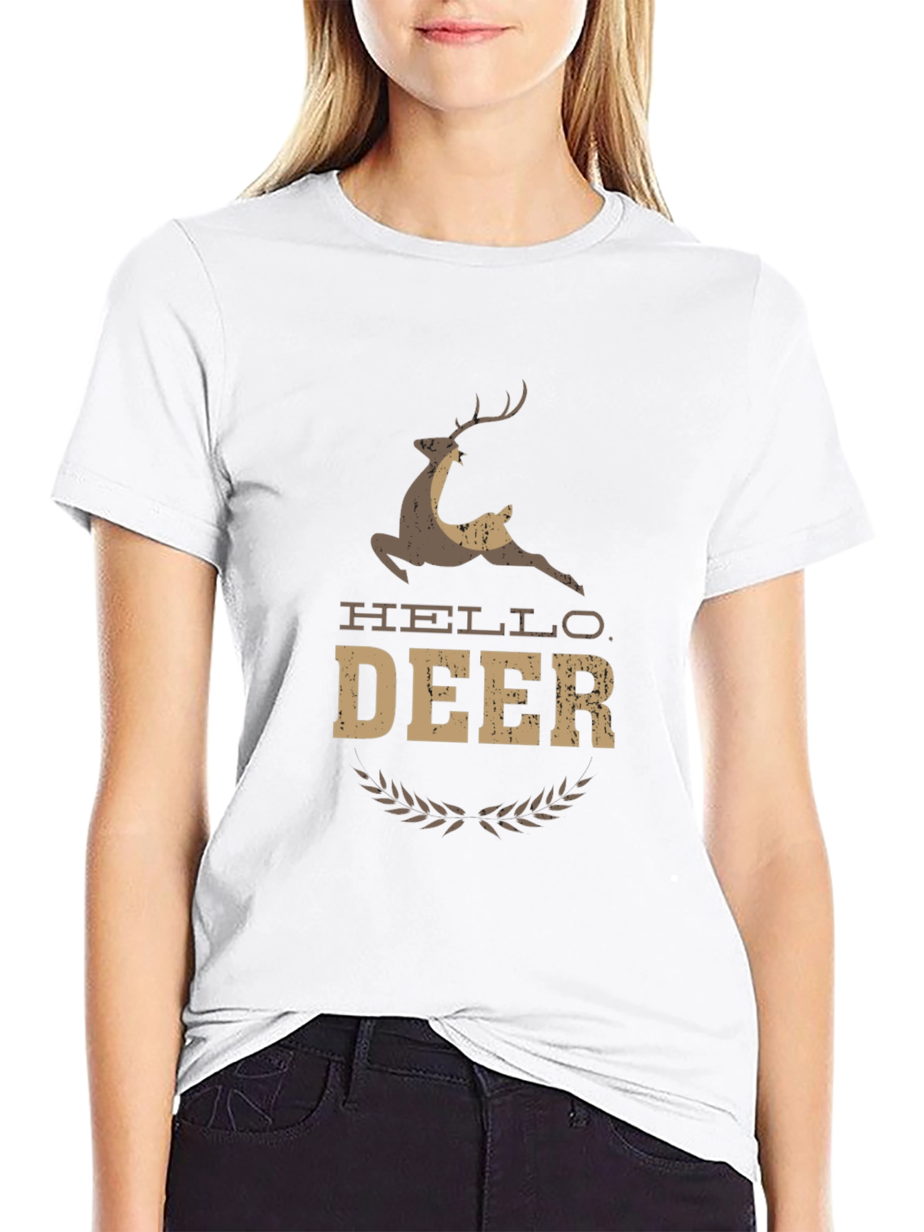 Hello Deer Graphic Tee - Unisex Black T-Shirt