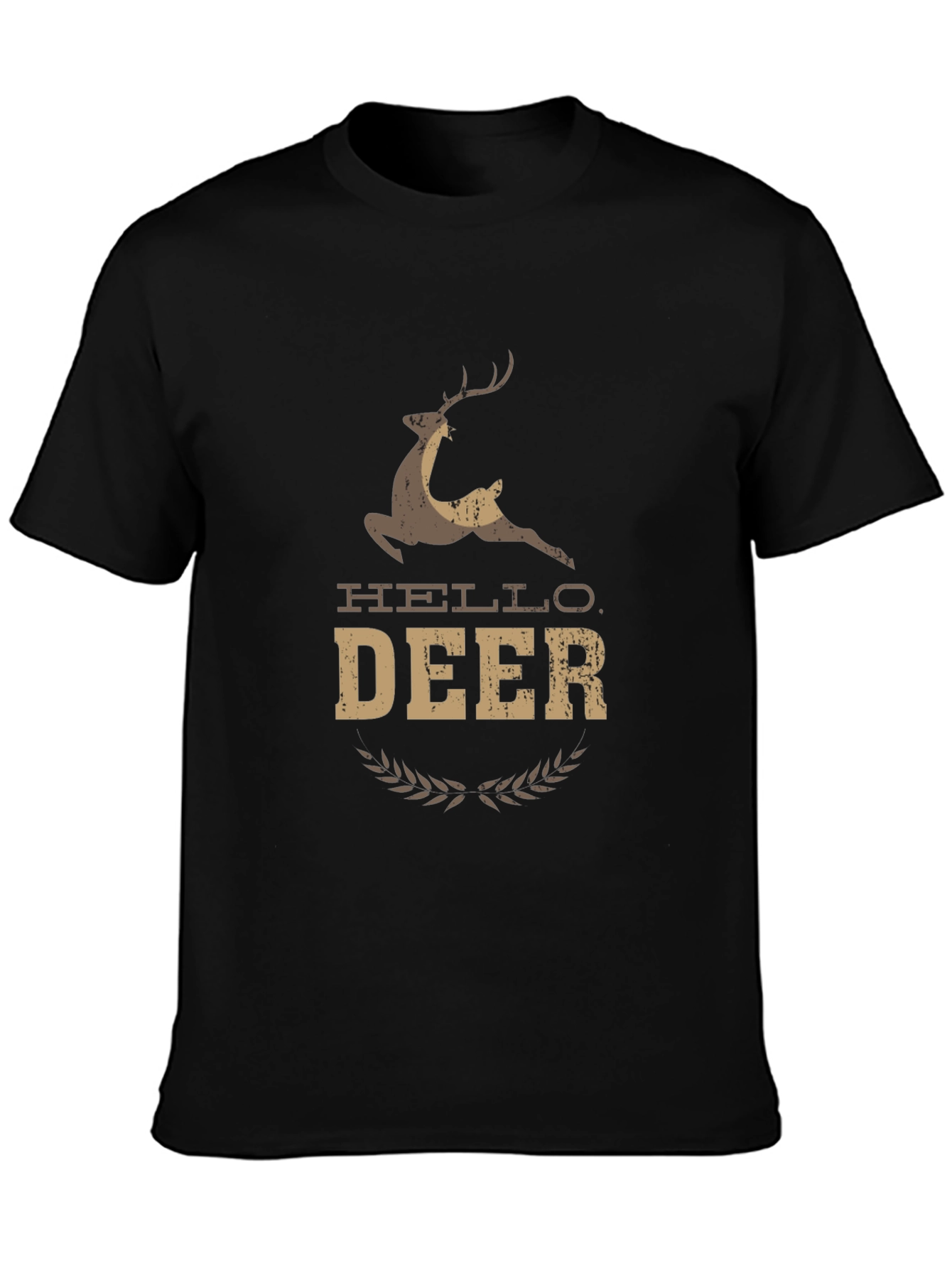 Hello Deer Graphic Tee - Unisex Black T-Shirt