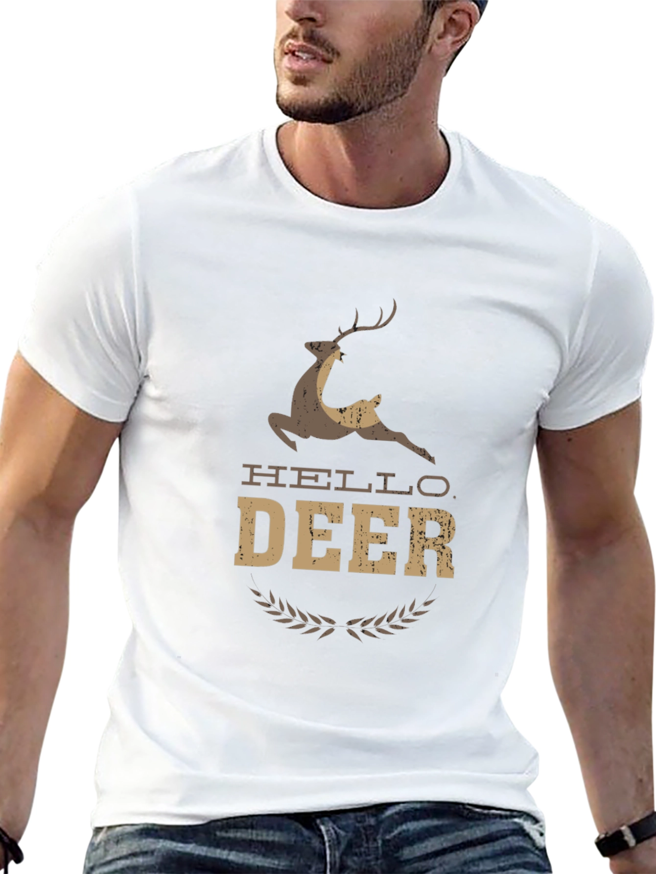 Hello Deer Graphic Tee - Unisex Black T-Shirt