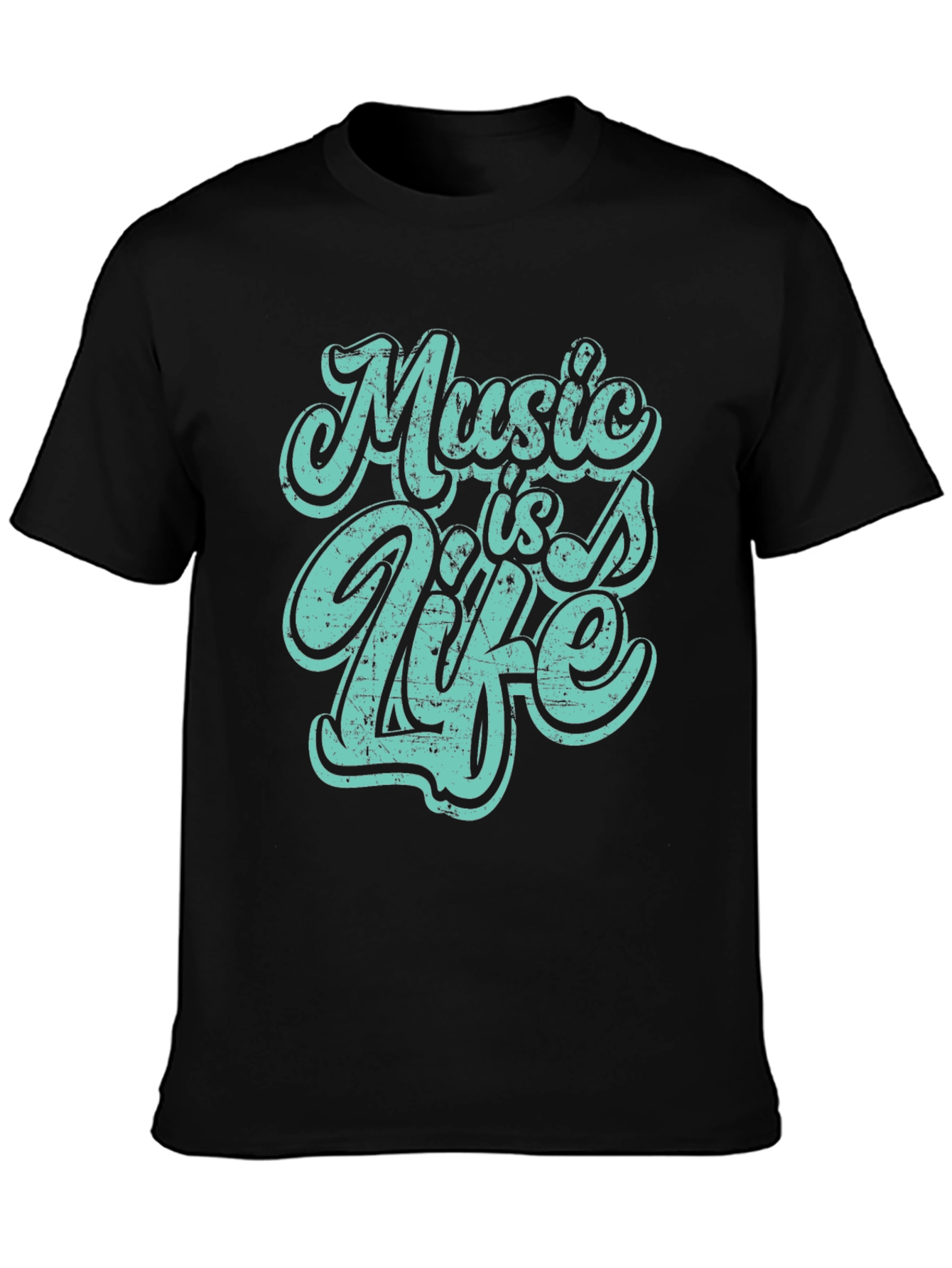 Music is Life Graphic Tee - Black