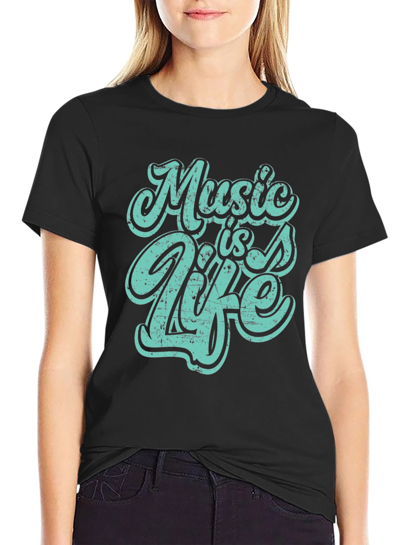 Music is Life Graphic Tee - Black