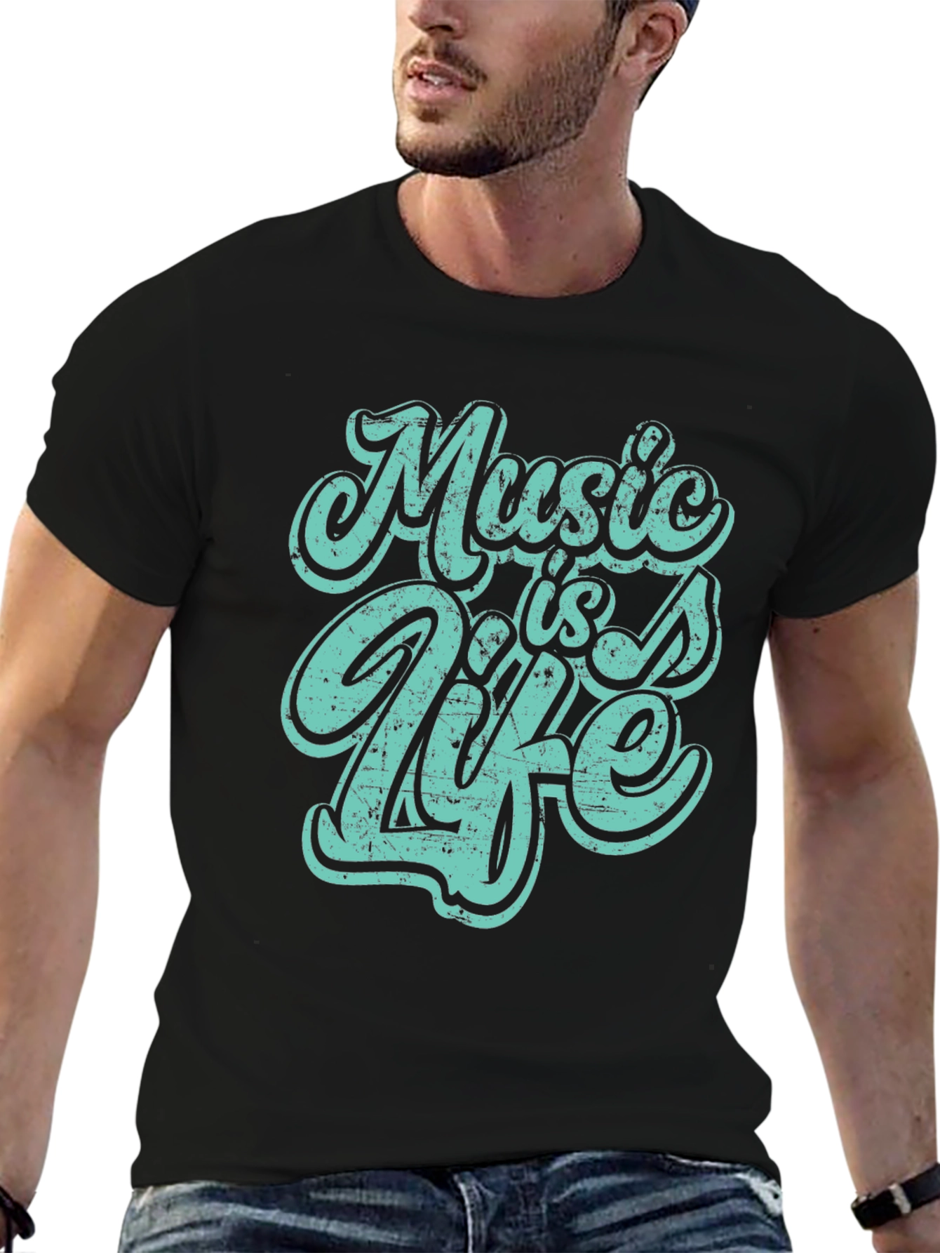 Music is Life Graphic Tee - Black
