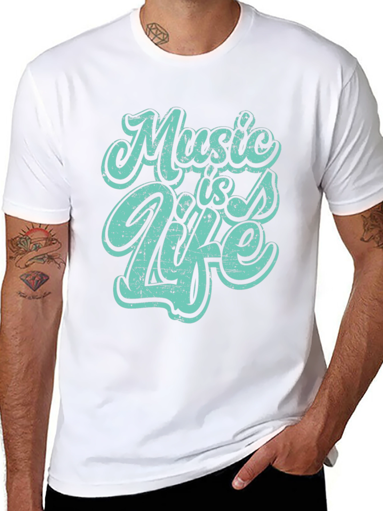 Music is Life Graphic Tee - Black