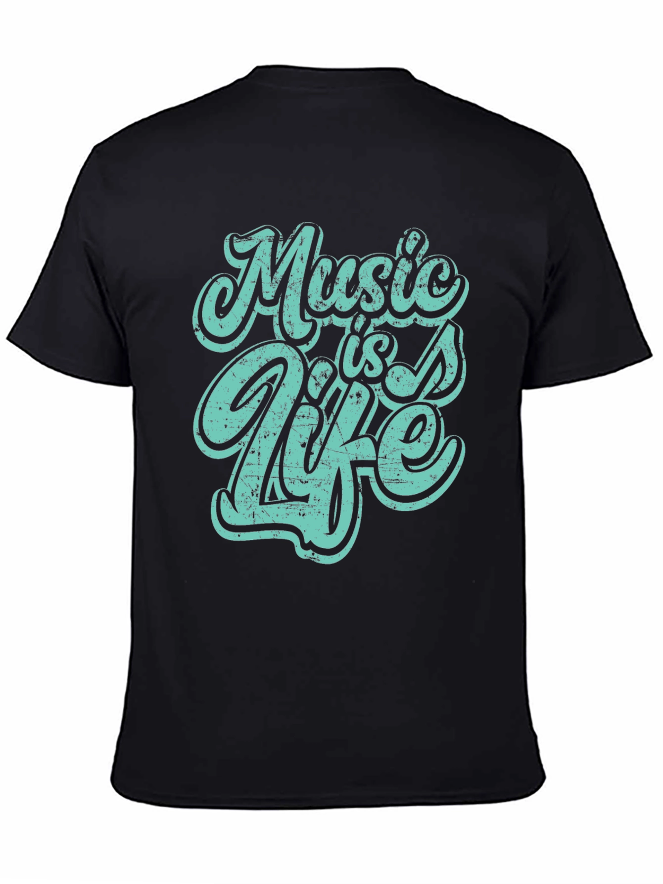 Music is Life Graphic Tee - Black