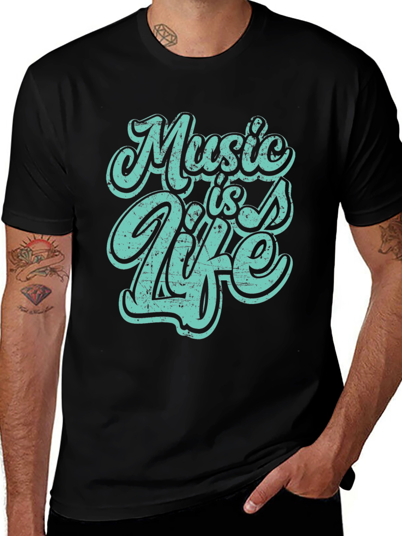 Music is Life Graphic Tee - Black