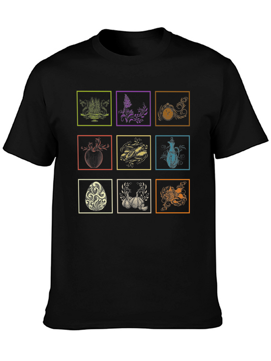 Abstract Graphic Print Black Tee