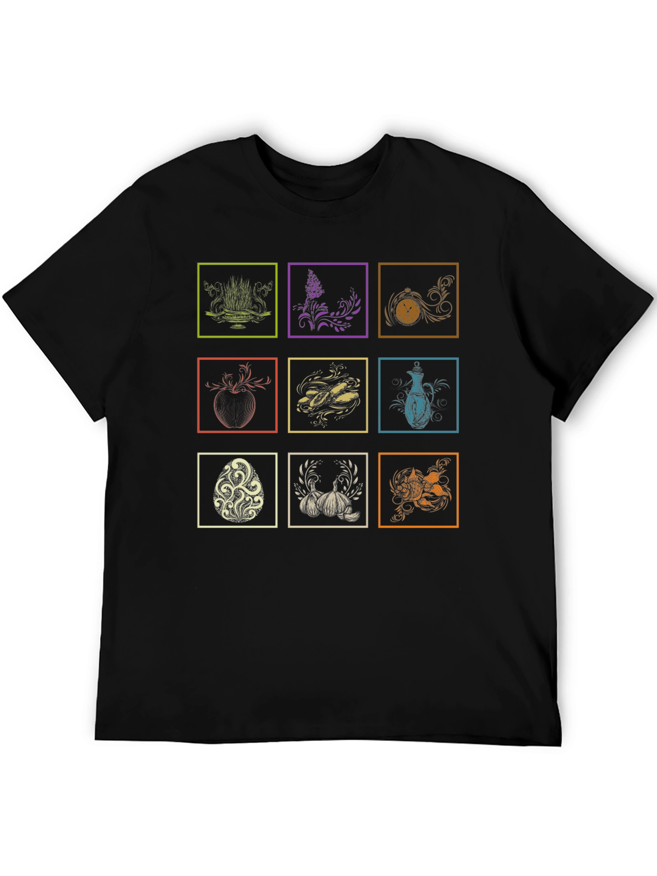 Abstract Graphic Print Black Tee