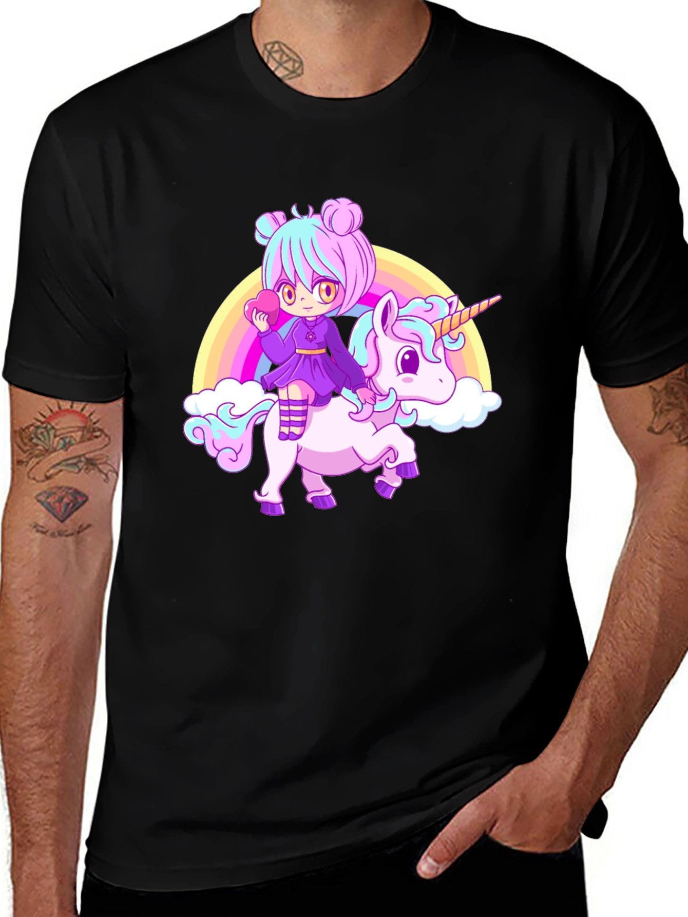 Anime Girl Unicorn Rainbow T-Shirt