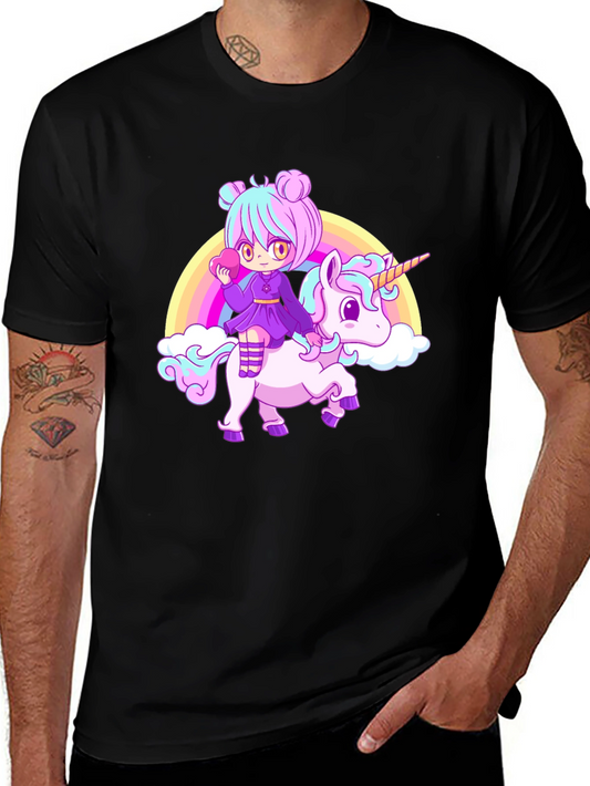 Anime Girl Unicorn Rainbow T-Shirt