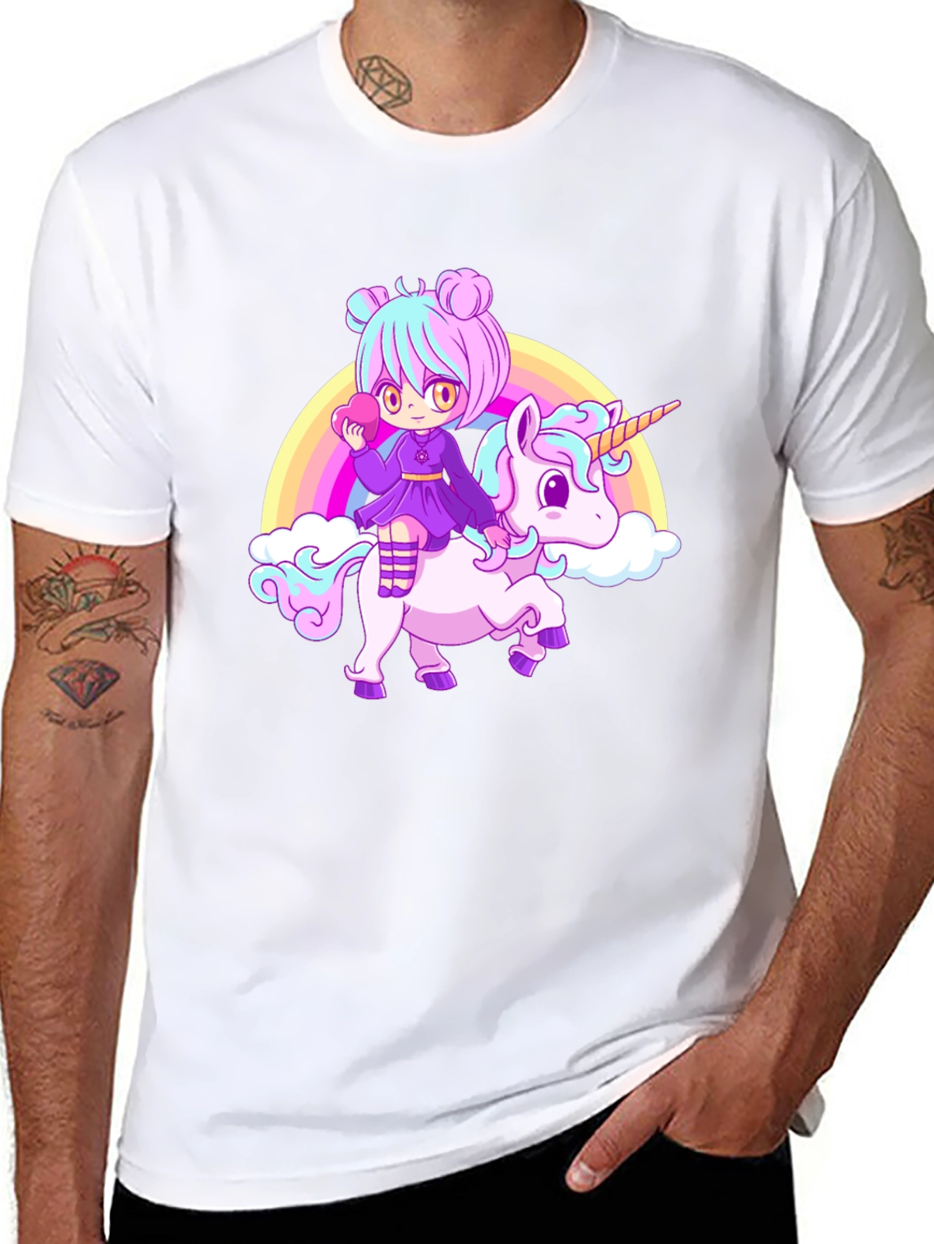 Anime Girl Unicorn Rainbow T-Shirt