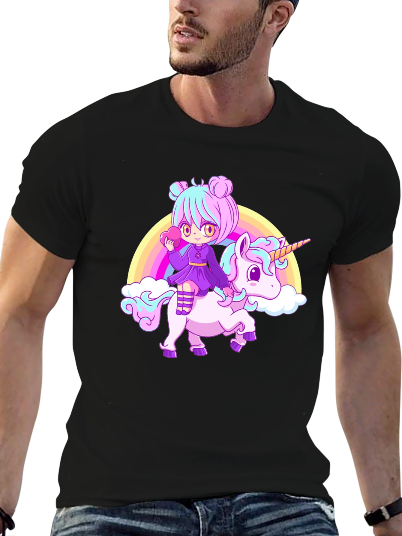 Anime Girl Unicorn Rainbow T-Shirt
