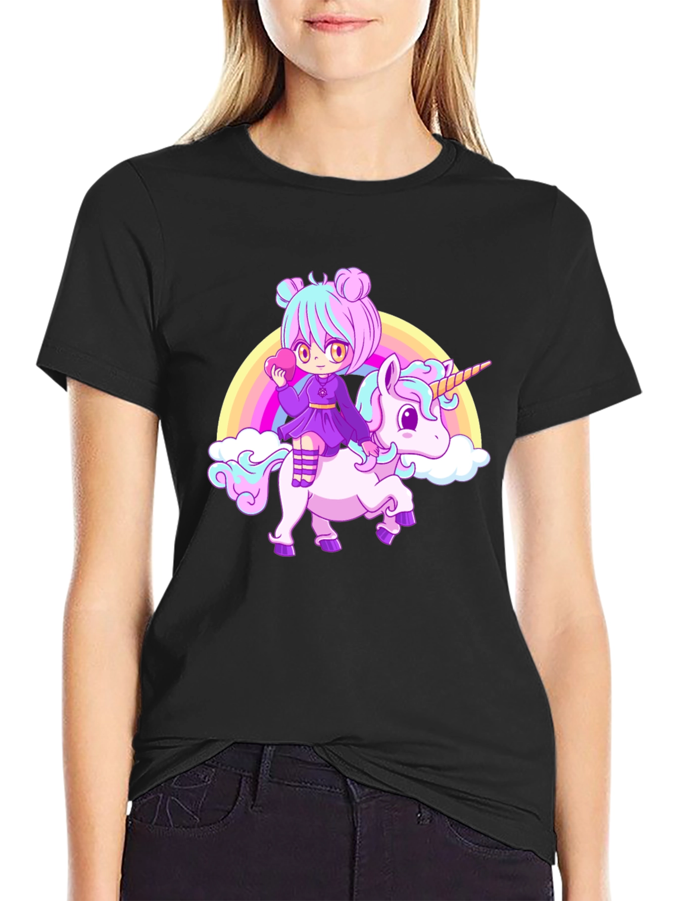 Anime Girl Unicorn Rainbow T-Shirt
