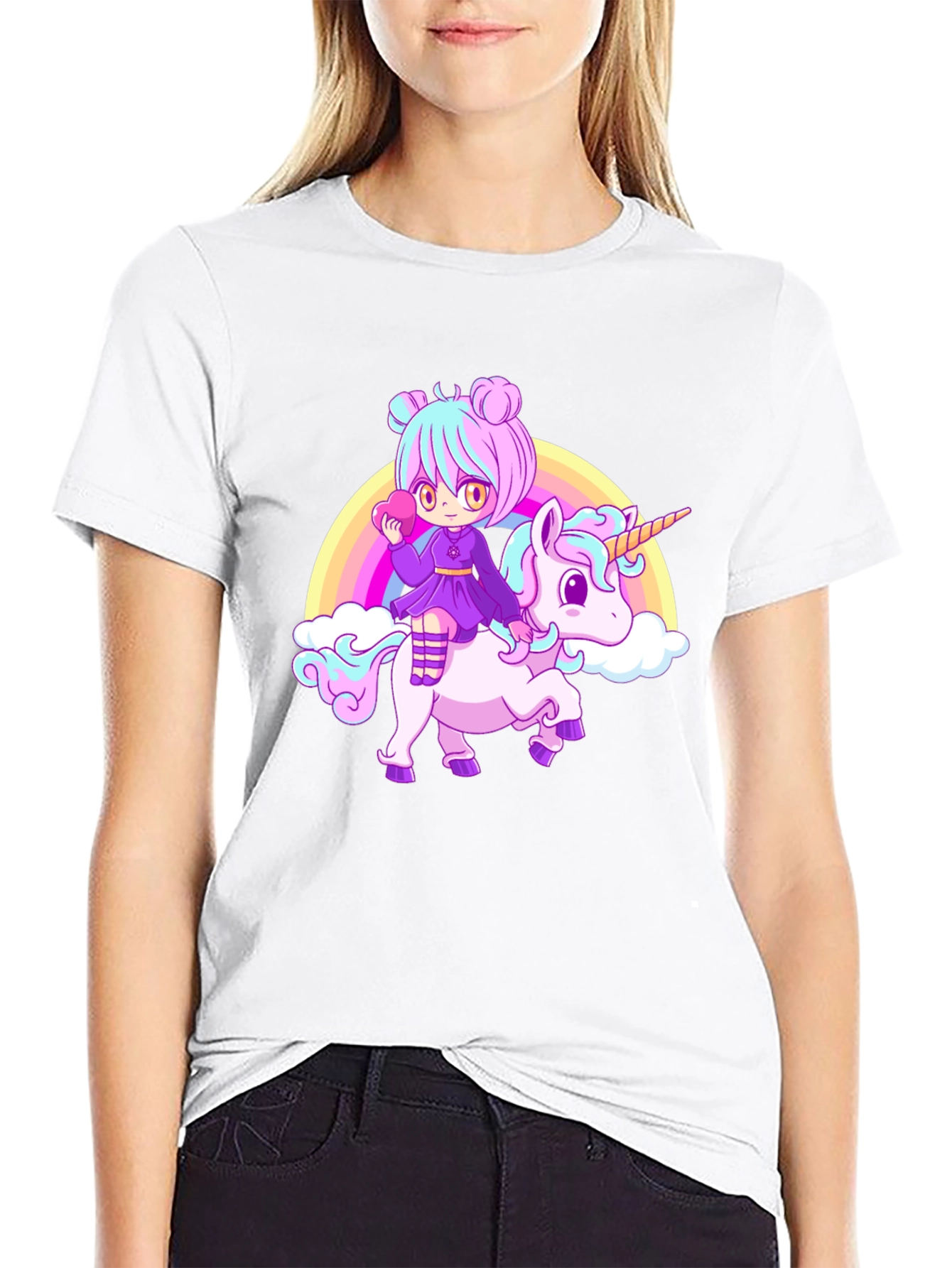 Anime Girl Unicorn Rainbow T-Shirt