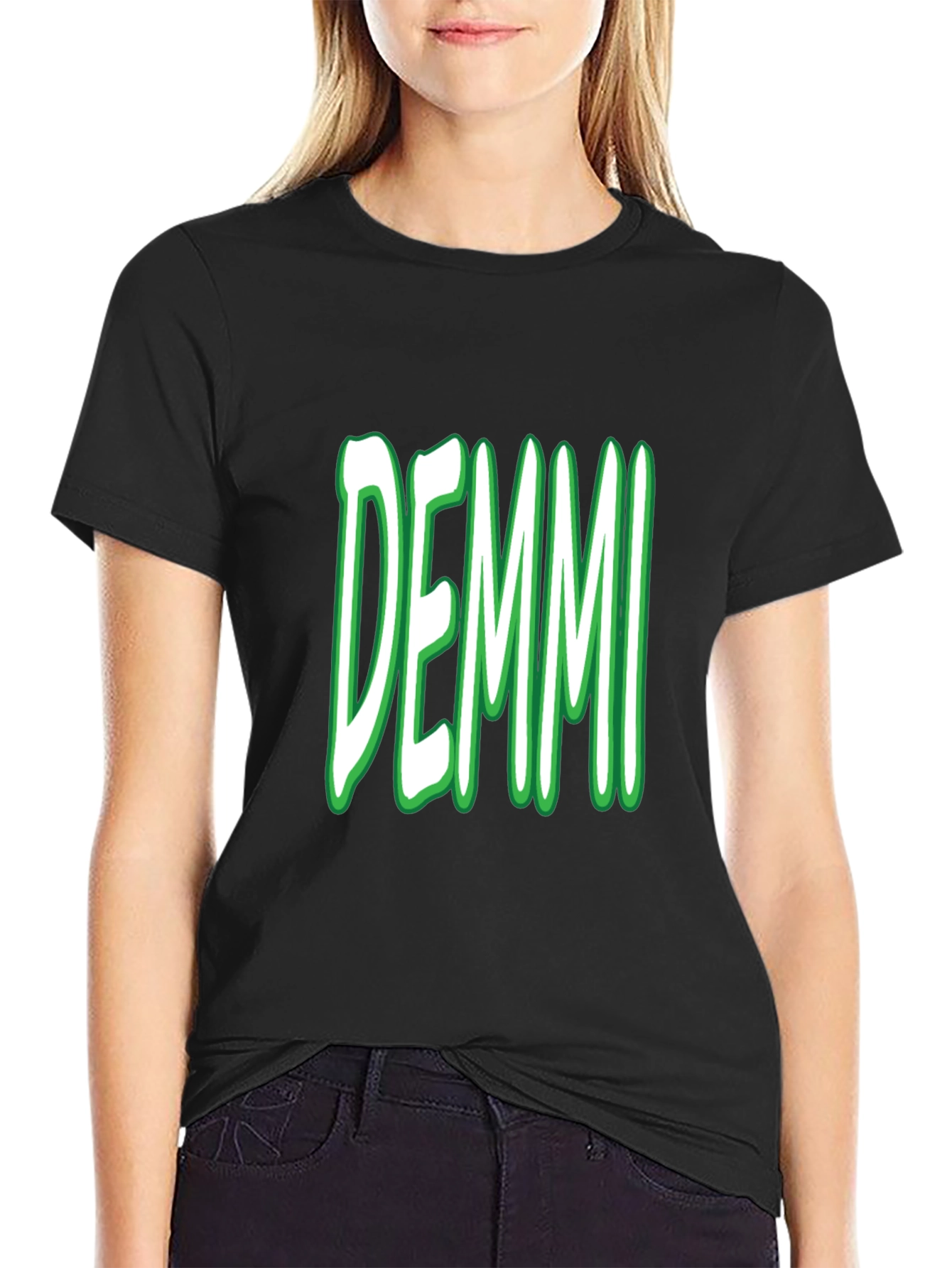 Black Graphic Tee with DEMMI Text