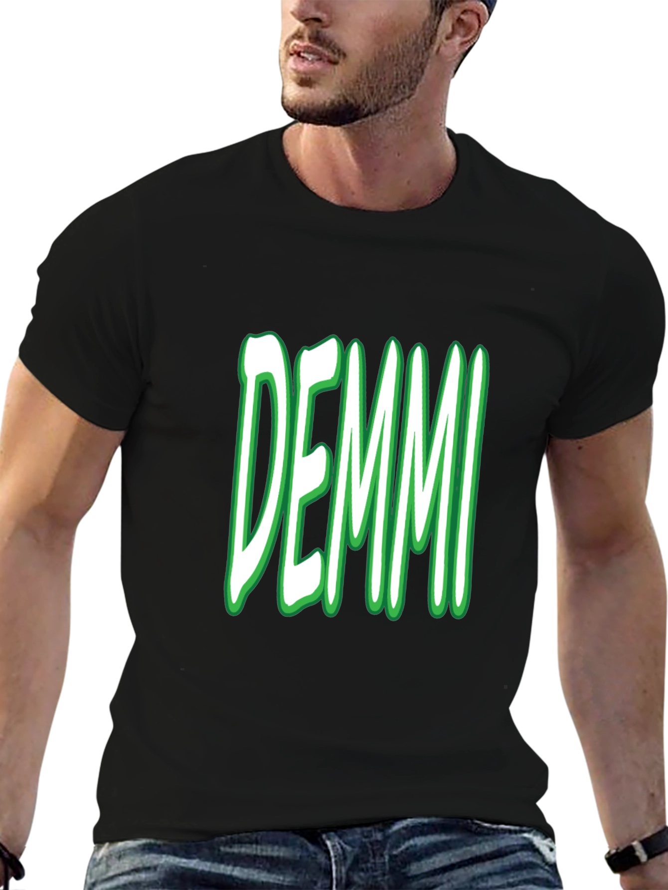 Black Graphic Tee with DEMMI Text