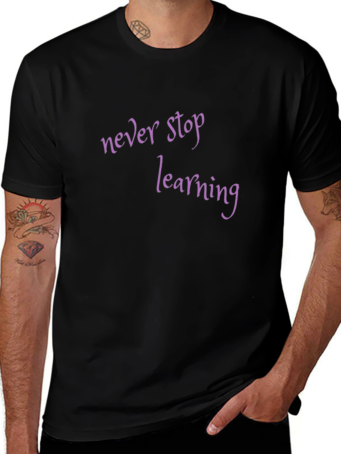 Never Stop Learning Black T-Shirt