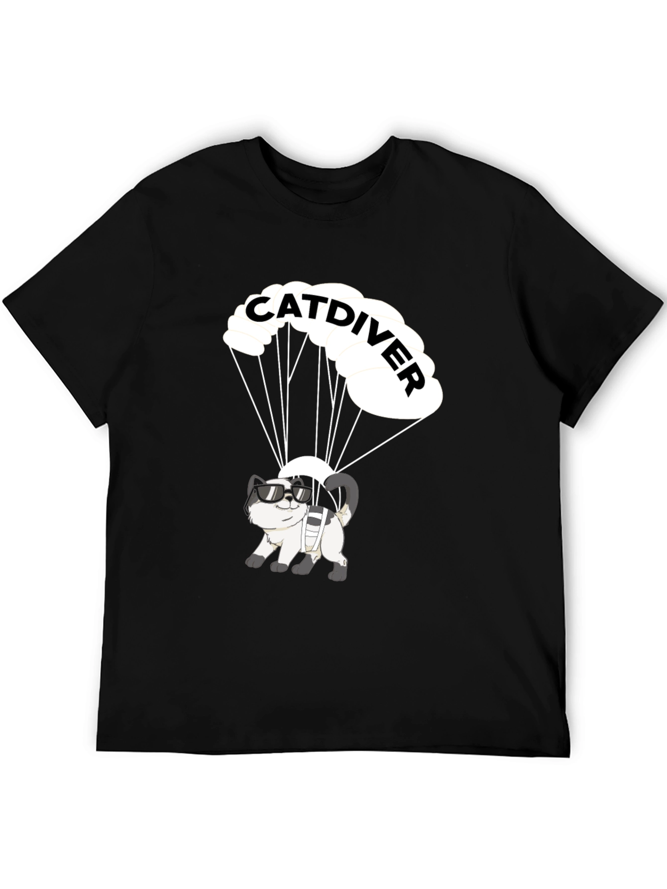Catdiver T-Shirt: Skydiving Cat in Sunglasses