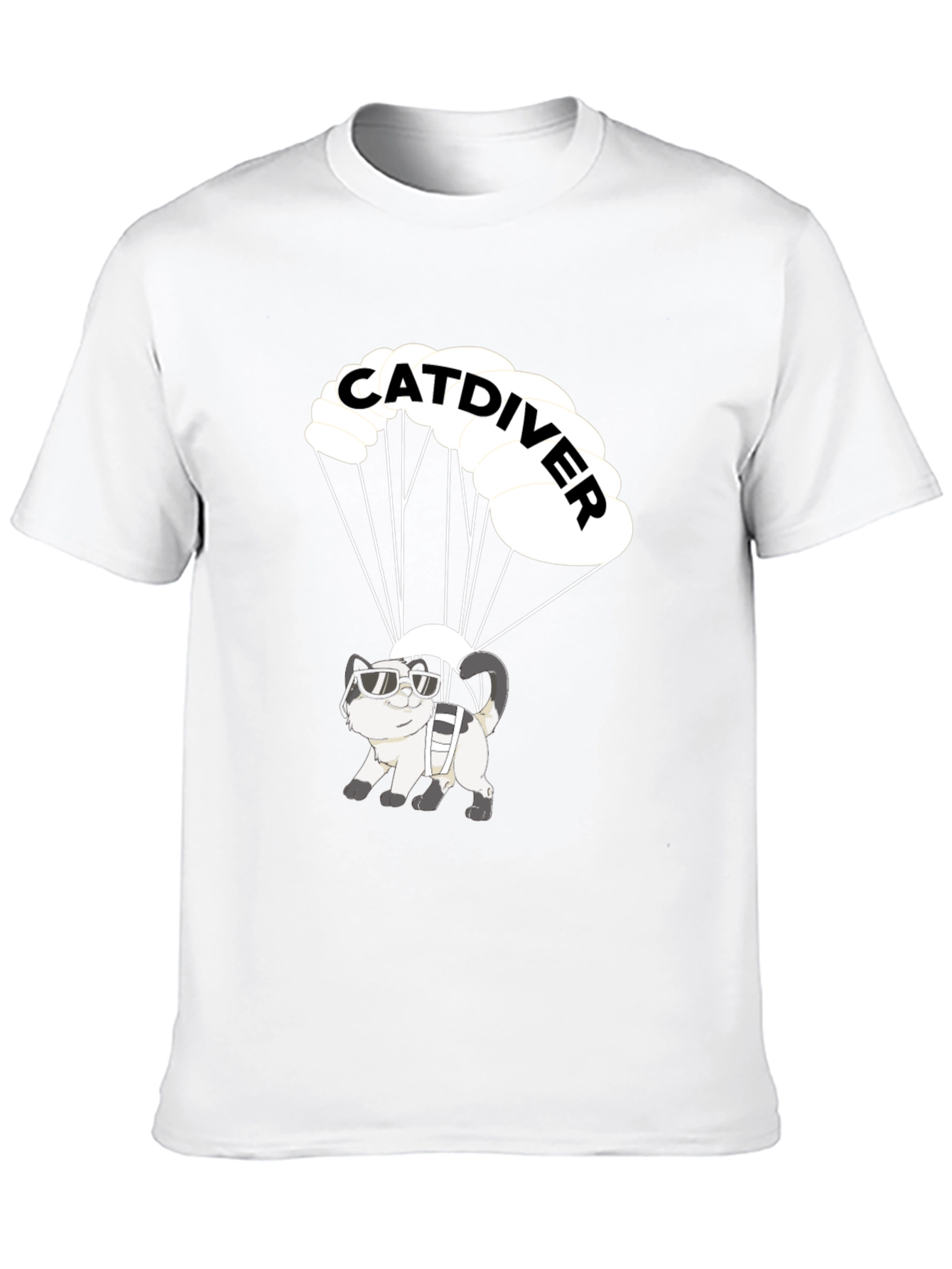 Catdiver T-Shirt: Skydiving Cat in Sunglasses