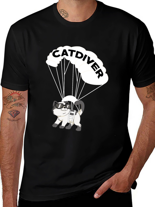 Catdiver T-Shirt: Skydiving Cat in Sunglasses