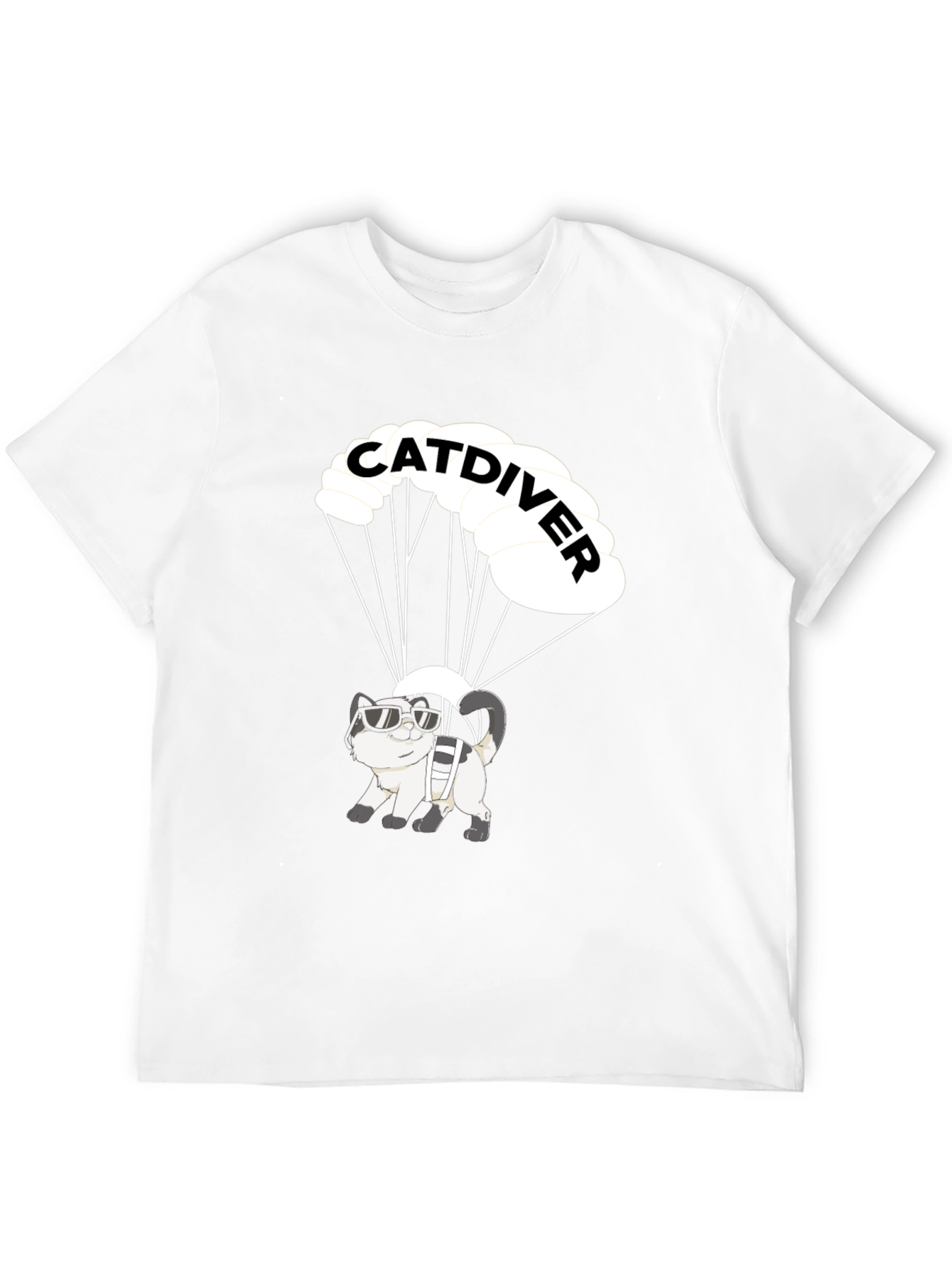 Catdiver T-Shirt: Skydiving Cat in Sunglasses