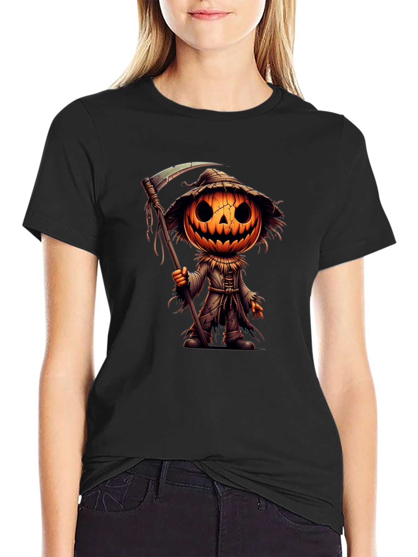 Halloween Pumpkin Scarecrow Graphic Tee