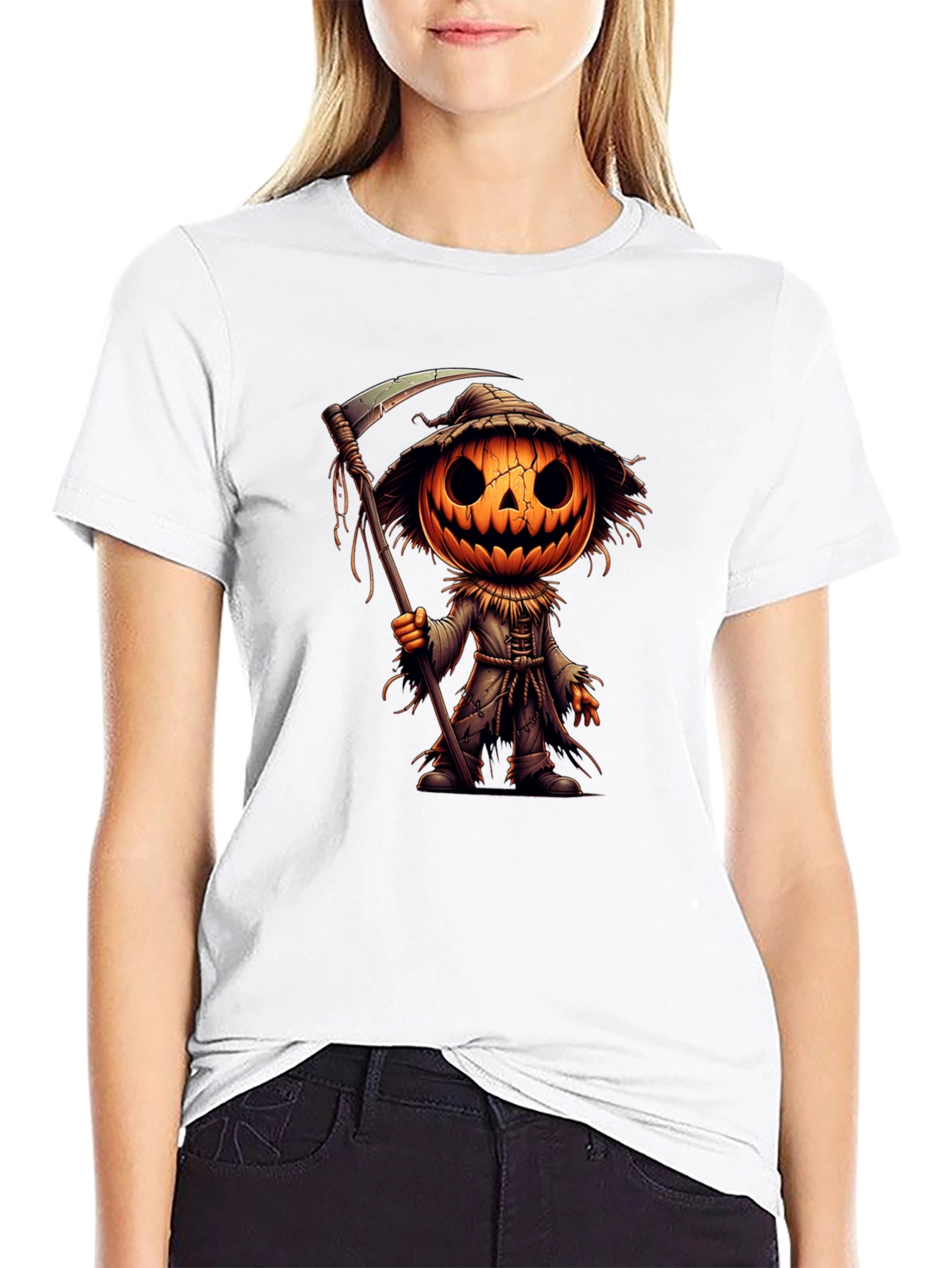Halloween Pumpkin Scarecrow Graphic Tee