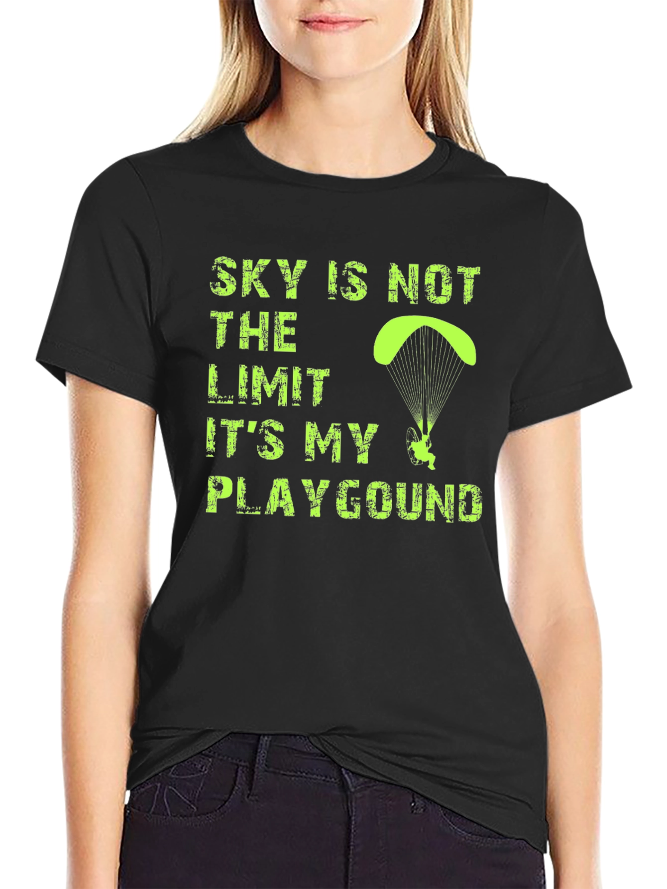 Sky is Not The Limit Mens Black Graphic T-Shirt