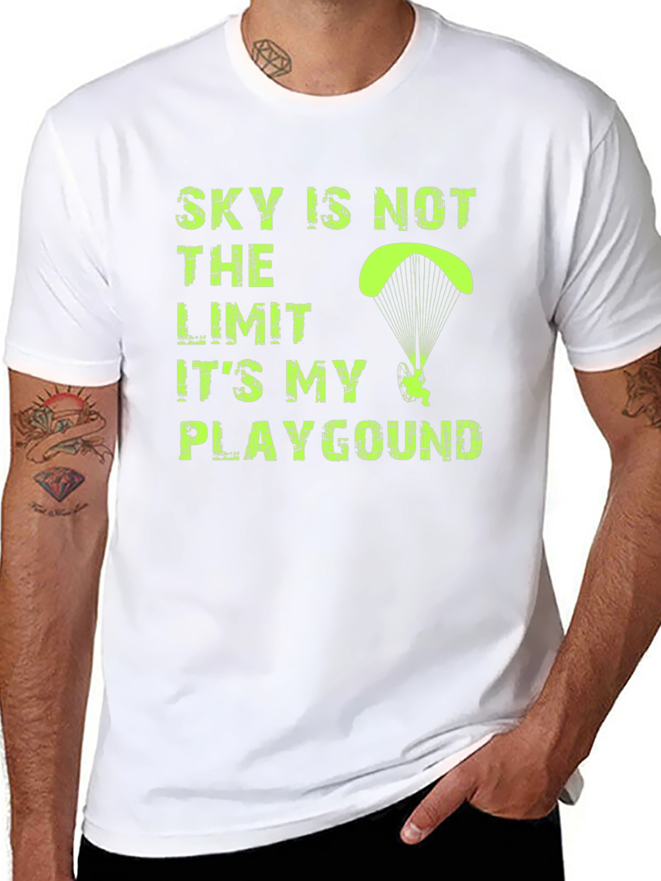Sky is Not The Limit Mens Black Graphic T-Shirt