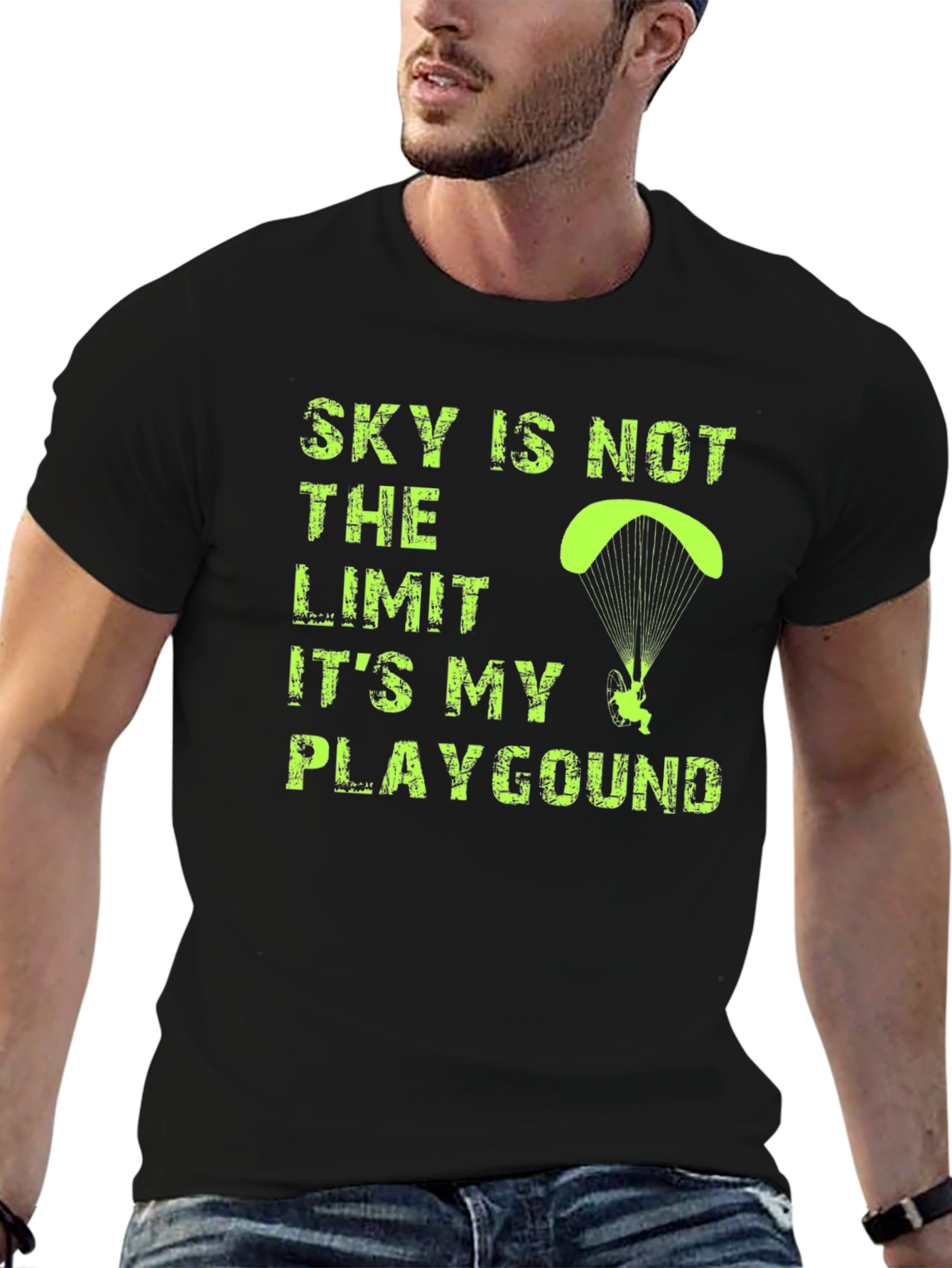 Sky is Not The Limit Mens Black Graphic T-Shirt