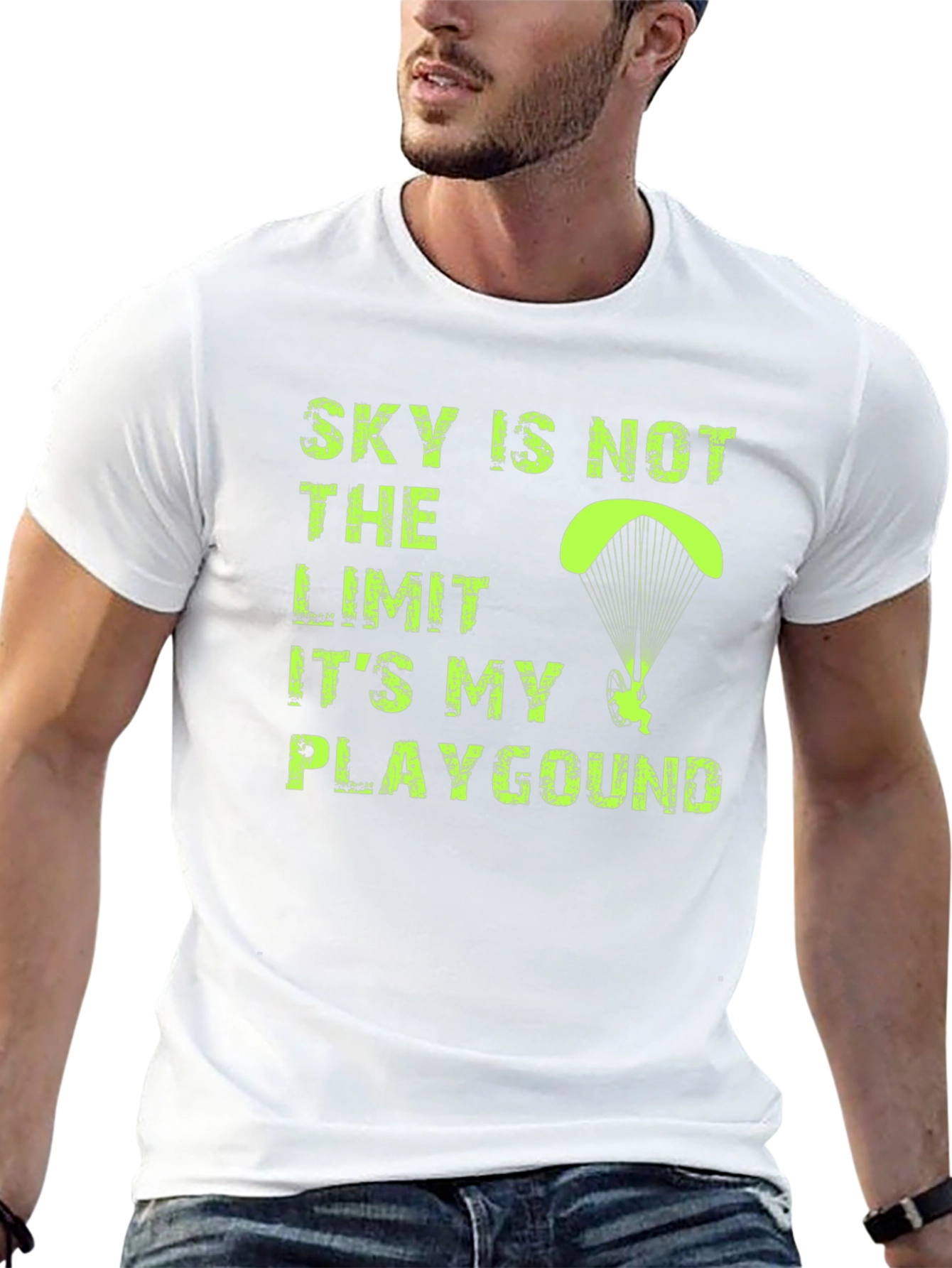 Sky is Not The Limit Mens Black Graphic T-Shirt