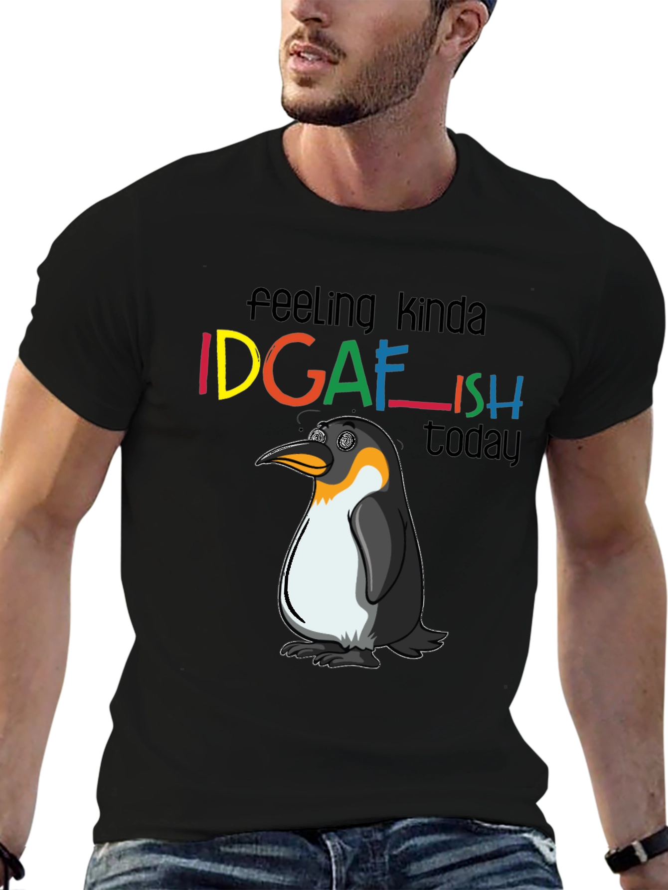 IDGAFish Penguin Black Graphic Tee